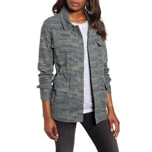 Caslon - Women's Metallic Stitch Utility Jacket Olive Camo British Small